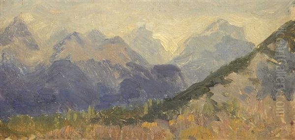 Selkirk Mts. Sketch Oil Painting by Frederic Marlett Bell-Smith