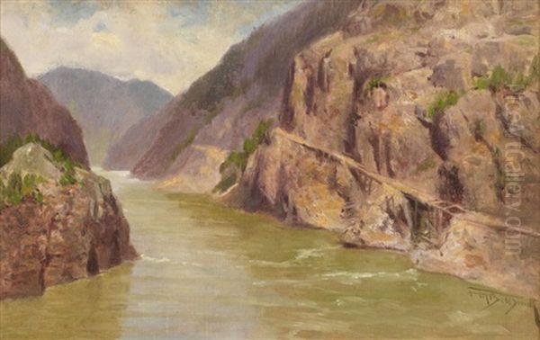 Fraser Canyon Oil Painting by Frederic Marlett Bell-Smith