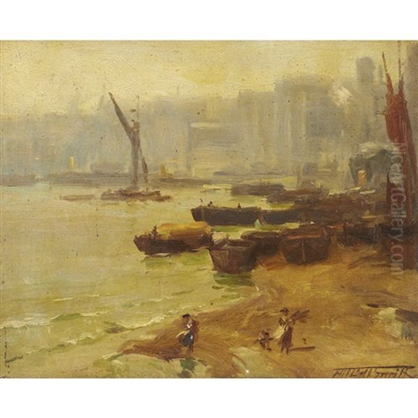 Low Tide, London Oil Painting by Frederic Marlett Bell-Smith