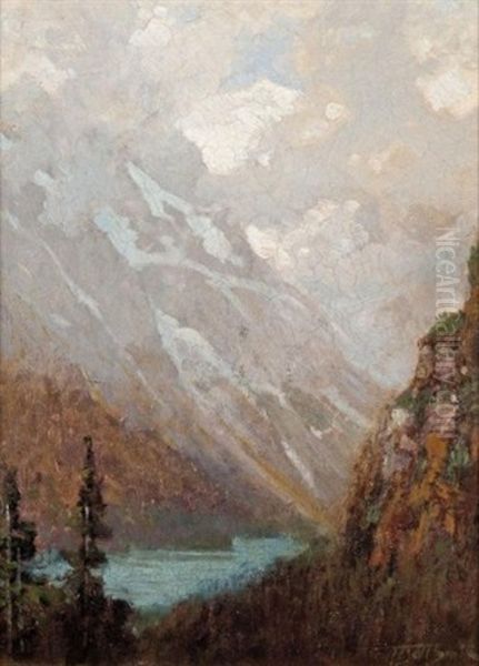 Rocky Mountain Lake Oil Painting by Frederic Marlett Bell-Smith