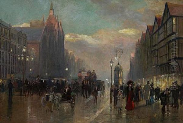 Old And New London-staples Inn, Holborn Oil Painting by Frederic Marlett Bell-Smith