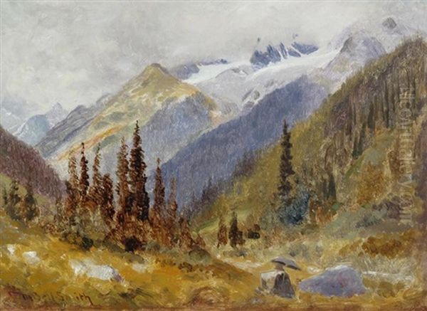 Plein Air Painting In The Rockies Oil Painting by Frederic Marlett Bell-Smith