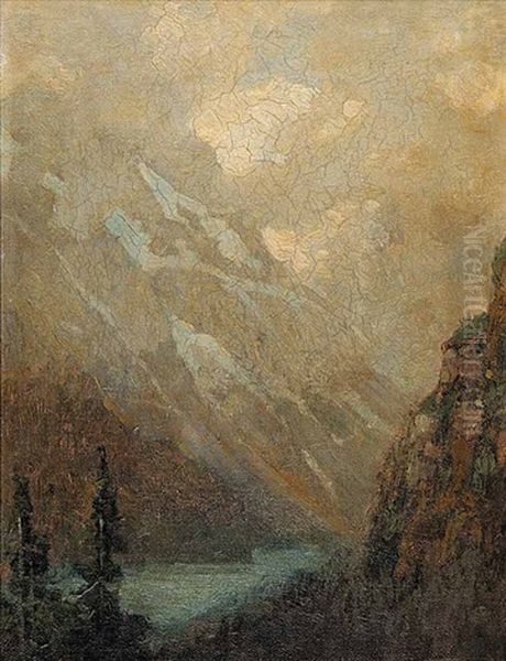 Untitled - A Mountain Lake Oil Painting by Frederic Marlett Bell-Smith