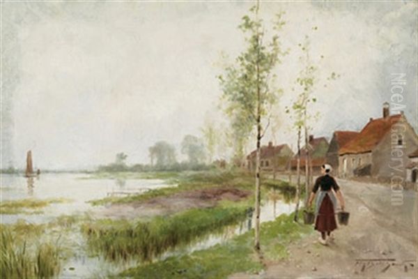 Early Morning, Rijsoord, Holland Oil Painting by Frederic Marlett Bell-Smith