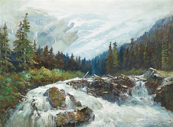 Illecillewaet River And Glacier Oil Painting by Frederic Marlett Bell-Smith