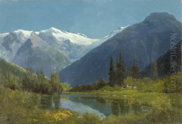 Mount Abbott And Glaciers Pelkins Oil Painting by Frederic Marlett Bell-Smith