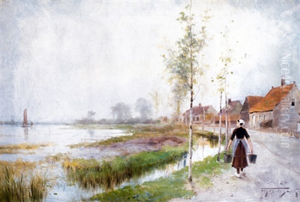 Early Morning, Rijsoord, Holland Oil Painting by Frederic Marlett Bell-Smith