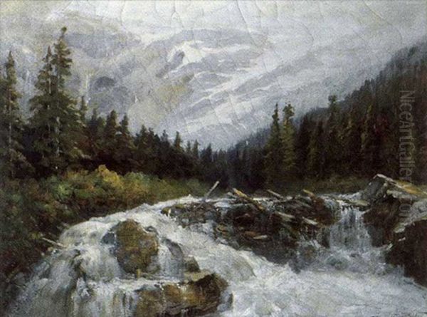 Rapids In The Rockies Oil Painting by Frederic Marlett Bell-Smith