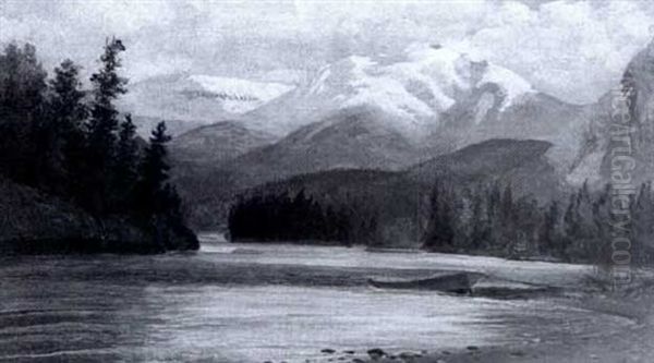 Confluence Of The Bow And Spray Rivers, Banff Oil Painting by Frederic Marlett Bell-Smith