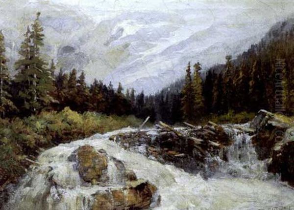 Rapids In The Rockies Oil Painting by Frederic Marlett Bell-Smith