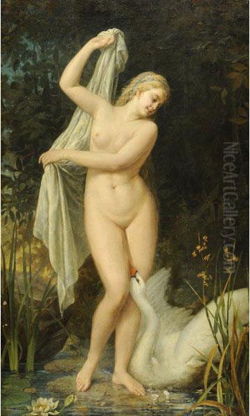 Leda E Il Cigno Oil Painting by Tito Agujari