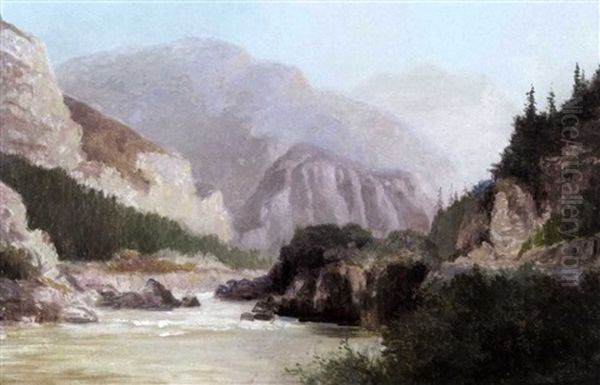 Fraser Canyon Oil Painting by Frederic Marlett Bell-Smith