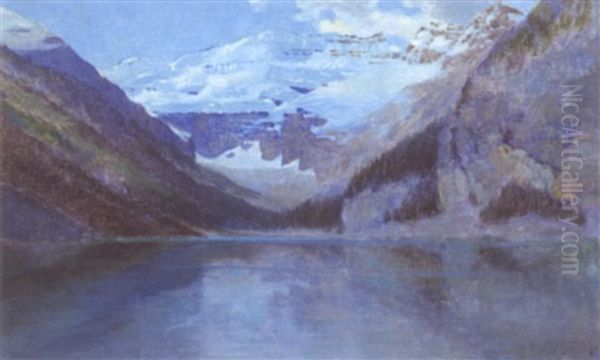 Lake Louise - Victoria Glacier Oil Painting by Frederic Marlett Bell-Smith