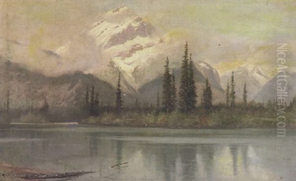 Rocky Mountain Lake Oil Painting by Frederic Marlett Bell-Smith