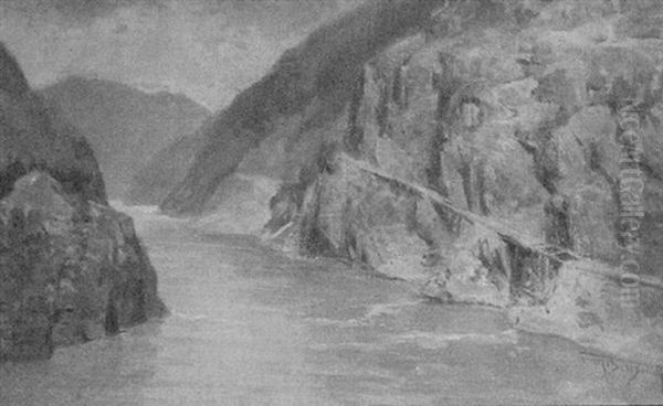 Fraser Canyon Oil Painting by Frederic Marlett Bell-Smith