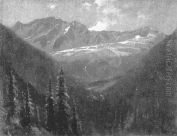 Overlooking A Pass In The Rockies Oil Painting by Frederic Marlett Bell-Smith