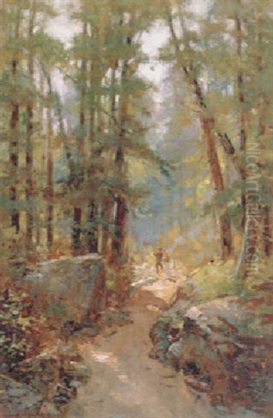 On The Foothill Path (to The Three Sisters Mountains) Oil Painting by Frederic Marlett Bell-Smith