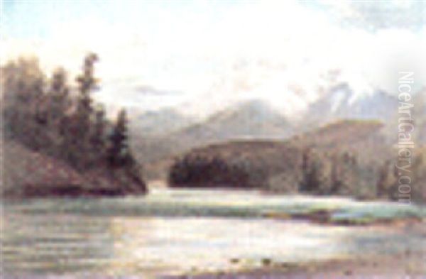 Confluence Of The Bow X Spray River, Banff Oil Painting by Frederic Marlett Bell-Smith