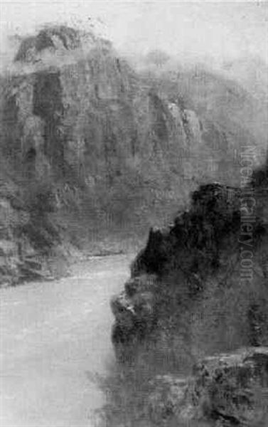 Sewash Rock Near Yale Camp On The Fraser, B.c. Oil Painting by Frederic Marlett Bell-Smith