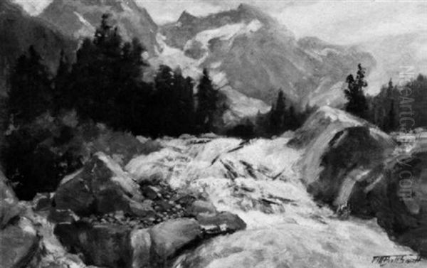 Glacier Stream, Selkirks, B.c. Oil Painting by Frederic Marlett Bell-Smith