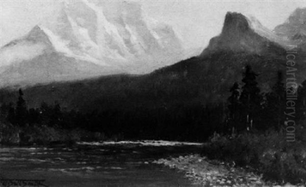 River In The Rockies Oil Painting by Frederic Marlett Bell-Smith