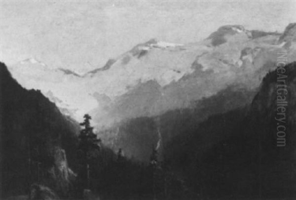 Parting Day, Selkirk Mountains, B.c. Oil Painting by Frederic Marlett Bell-Smith