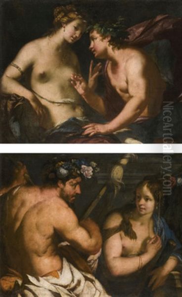 Bacchus And Ariadne; Hercules And Omphale Oil Painting by Antonio Bellucci