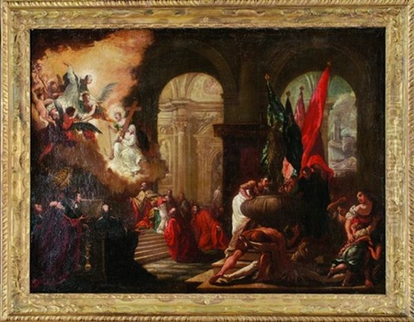 Die Bitte Des Dogen Nicolo Contarini An Lorenzo Giustiniani Oil Painting by Antonio Bellucci