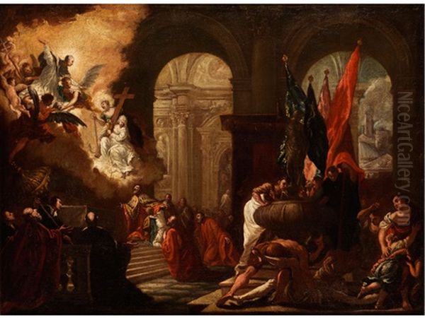 Die Bitte Des Dogen Nicolo Contarini An Lorenzo Giustianiani Oil Painting by Antonio Bellucci