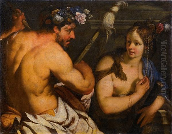 Herkules Und Omphale; Bacchus Und Ariadne (pair) Oil Painting by Antonio Bellucci