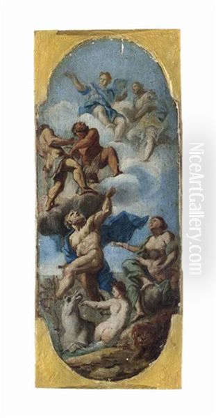 A Mythological Scene: A Bozzetto Oil Painting by Antonio Bellucci