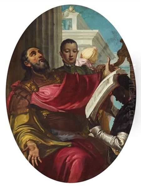 King David Singing Oil Painting by Antonio Bellucci