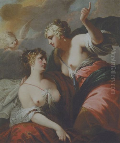 Two Allegorical Figures Oil Painting by Antonio Bellucci