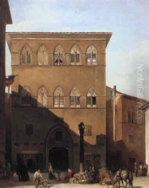 Palazzo Salimbeni A Firenze Oil Painting by Antonio Bellucci