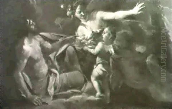 (2) Vulcan, Venus And Amor - Dionysus, Silenus And Midas Oil Painting by Antonio Bellucci