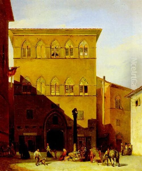 Il Palazzo Salimbeni A Siena Oil Painting by Giuseppe Bellucci