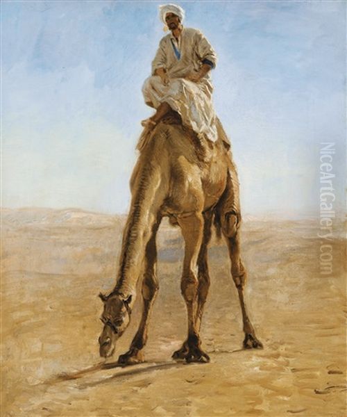 Big Ridden Camel Grazing, Study For Pilgrims Going To Mecca Oil Painting by Leon Adolphe Auguste Belly