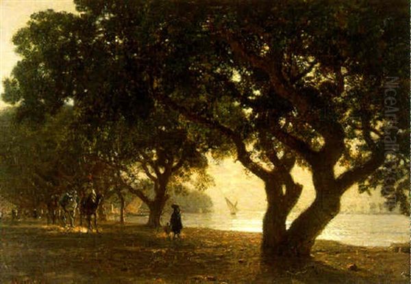 L'allee De Choubrah Au Caire Oil Painting by Leon Adolphe Auguste Belly