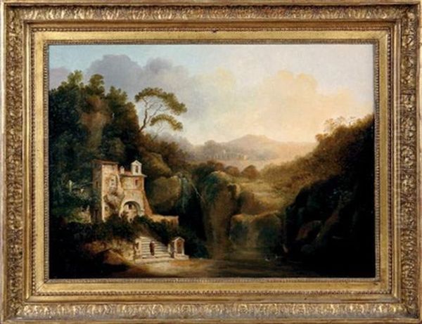 Paysage D'italie Au Monastere Et Aux Ruines Oil Painting by Louis Josephine S. de Belmont