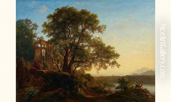 Paysage Antique Oil Painting by Louis Josephine S. de Belmont