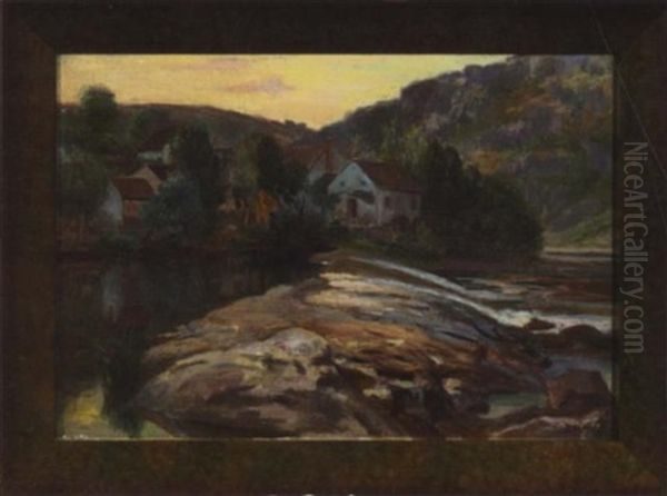 River Landscape Oil Painting by Jose Belon