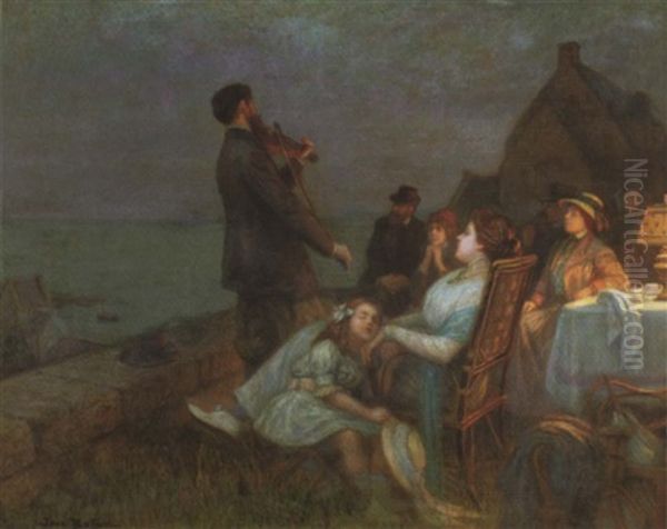 Members Of The Danish Artist's Colony At Skagen In North Jutland (?) Oil Painting by Jose Belon