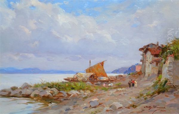 Bord De Mer Anime Oil Painting by Achille Beltrame