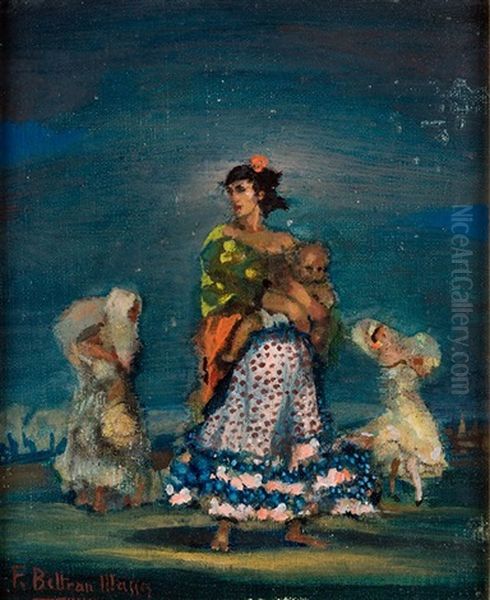 Maternidad Gitana Oil Painting by Federico Beltran Masses