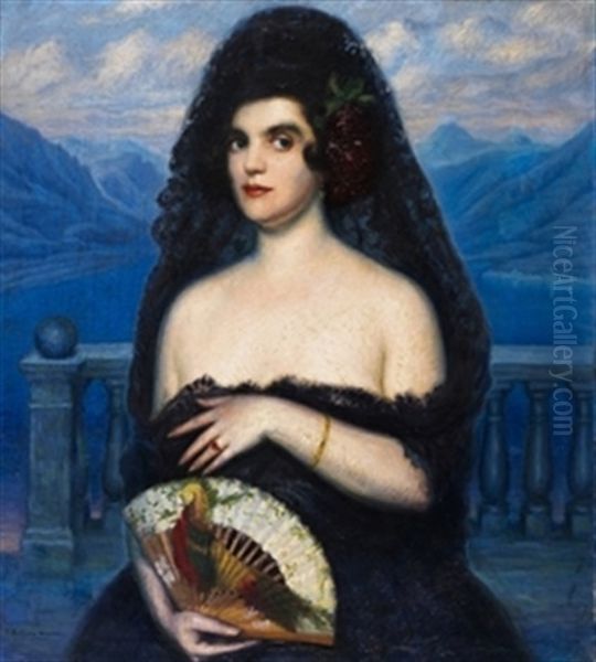 Dama Con Mantilla Oil Painting by Federico Beltran Masses