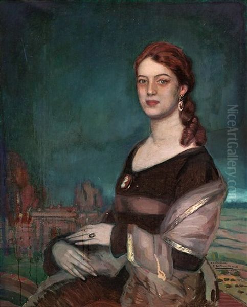 Retrato (probablemente De Elvira Quer) Oil Painting by Federico Beltran Masses