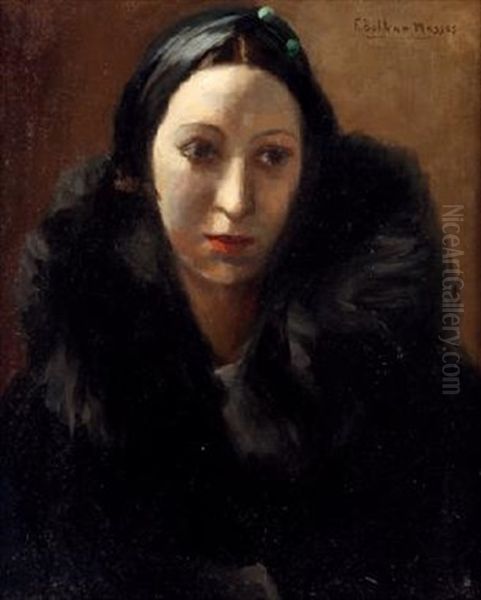 Dama Con Abrigo De Piel Oil Painting by Federico Beltran Masses