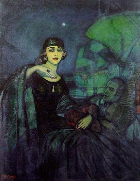 Pola Negri (et Rudolph Valentino) Oil Painting by Federico Beltran Masses