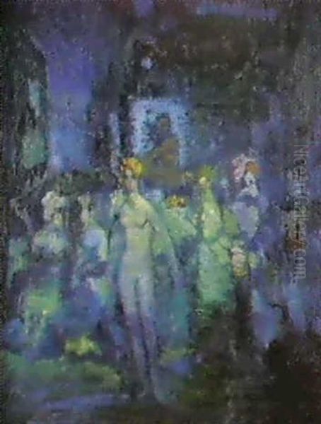 Damas De La Noche En Carneval Oil Painting by Federico Beltran Masses