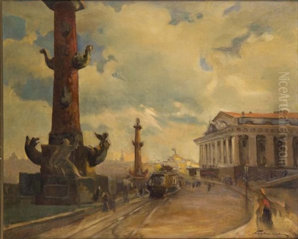 View Of St. Petersburg Oil Painting by Vassili Vassilievich Belyashin